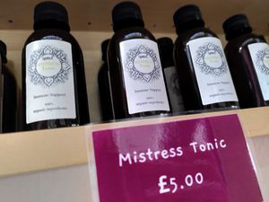 Our home-brewed winter tonic, 'mistress tonic' for sale in the cafe at Sprout Derby in Derby