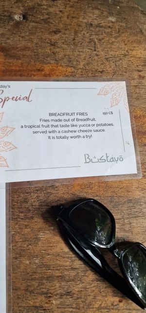 Menu special at Bustavo Food Bus in Ometepe