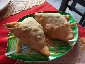 Veg samosas  at Taj Mahal in Siem Reap