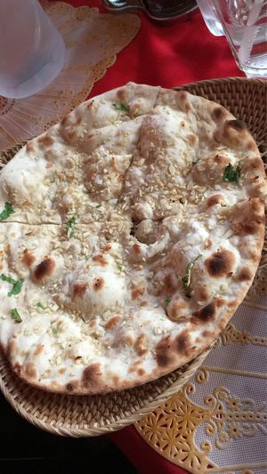 Vegan garlic naan  at Taj Mahal in Siem Reap