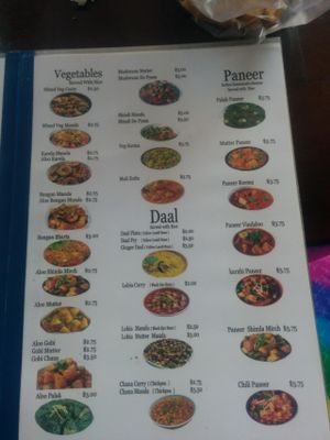 Vegetarian options and prices  at Taj Mahal in Siem Reap