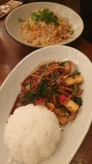 Pad Gra Pao and fried rice at Nooba in Winterthur