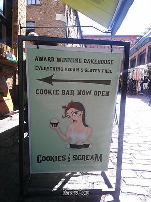 Signage at Cookies and Scream - Camden Lock Market in North West London