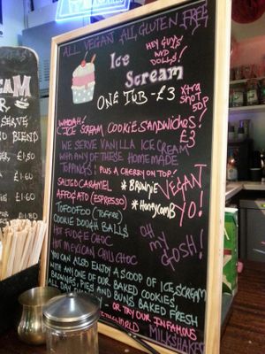 Ice cream menu at Cookies and Scream - Camden Lock Market in North West London