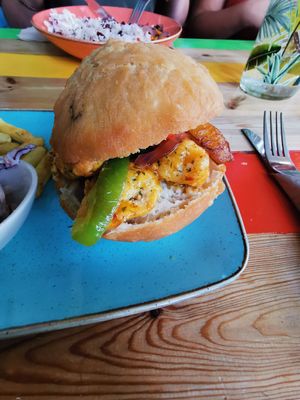 Soya chilli mango chick'n Burger at Esmie's in Coventry