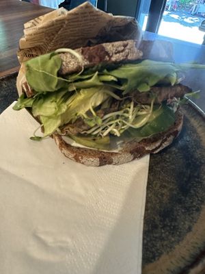 Sourdough sandwich with mushrooms  at Nina‘s Deli in Dreieich
