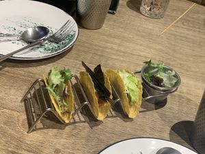 Tacos were light and crunchy   at Planet Green 青苔行星·现代蔬食料理 in Shenzhen