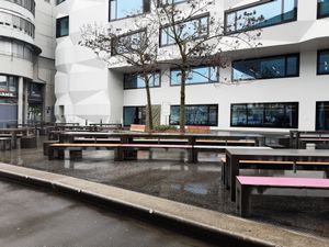 Exterior and outdoor seating at Mensa 1574 in Luzern