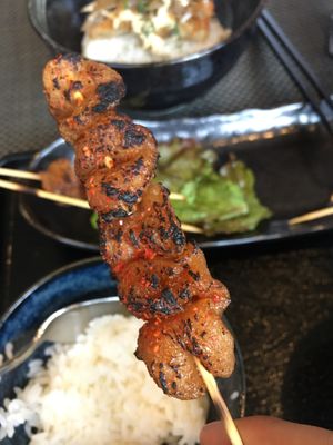 Soy Skewer comes with optional rice and soup at Oribio in Osaka