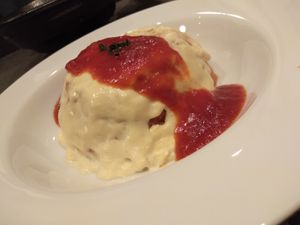 Yuba Omurice with Tomato rice at Oribio in Osaka