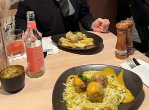 Brezel Knödel mut Krautsalat und Steinpilz Knödel, je 14,5€  at Sankt Annas - Augustenstraße  in Munich