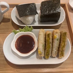 Onigiri and croquettes   at Shokudo in Utrecht