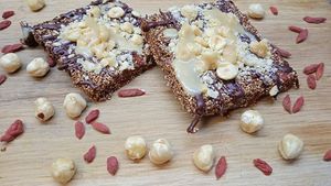 Raw bars with hazelnuts, amaranth, goji berries, dark and white chocolate at Vitu Kitchen - кухня ВИТУ in Plovdiv