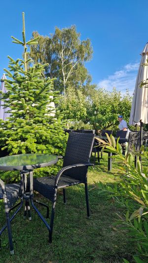 The outside sitting area at Ninnis Kroppkaksbod in Lottorp