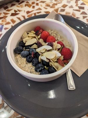 Overnight oats at Pink Lane Coffee in Newcastle Upon Tyne