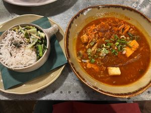 Kimchi jjigae stew  at Morgan and Watson  in South East London