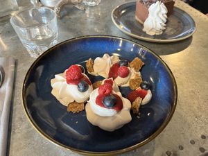 Deconstructed cheesecake/ Eton mess  at Morgan and Watson  in South East London