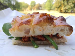 The Korean Sarnie: Korean style ‘chicken’ sesame broccoli and gochujang mayo 🤤  at Morgan and Watson  in South East London