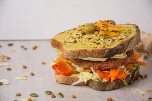 Healthy sandwich (jam protein) at Shagra in Manizales