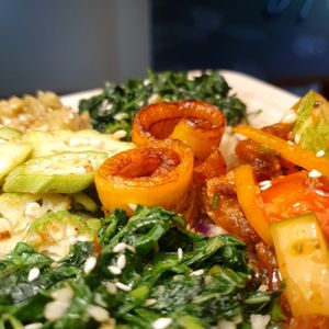 Quinoa with Mixed Local Veggies at Symbiosis Plant-based Eats in Paramaribo