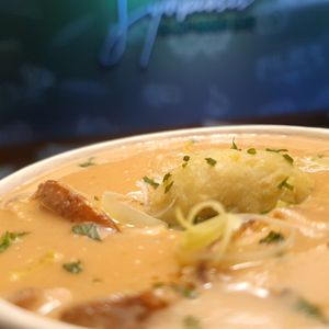 Peanut Soup at Symbiosis Plant-based Eats in Paramaribo