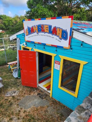 kids play area directly next to the restaurant at Shambles in St John