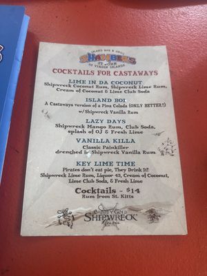 Cocktail menu  at Shambles in St John