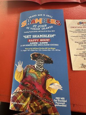 Clearly labeled menu  at Shambles in St John