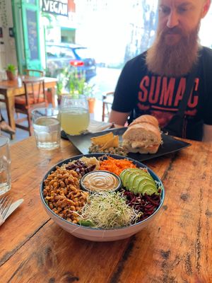 Kung fu bowl (gf) and big bang sandwich  at BOTICA BISTRO - Nutty Treesome in Playa Del Carmen
