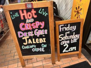 Boards out the front  at Bombay Dhaba in Upper Mount Gravatt