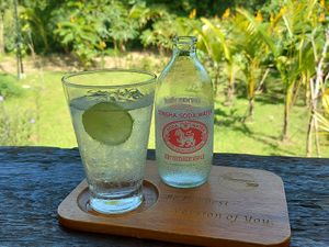 Soda water with a garden view at Charisma Jardin in Chiang Mai