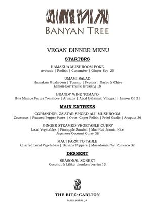 Menu, March 2022 at The Banyan Tree in Lahaina