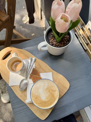 Vegan cappuccino   at Tosti Budapest in Budapest