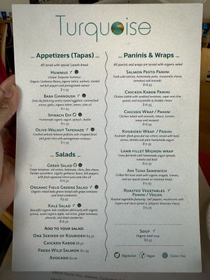 Menu  at Turquoise in Redondo Beach