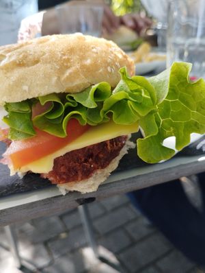 Vegan burger at Lima Bar in Viana Do Castelo