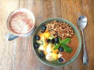 Porridge and Oat Milk Mocha at Hata in Edinburgh