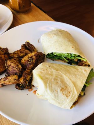 Plant based burrito with rosemary potatoes   at Lucy in the Rye in Sylva