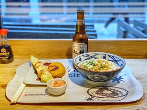 Kake udon and tempura  at Marugame Udon in East London