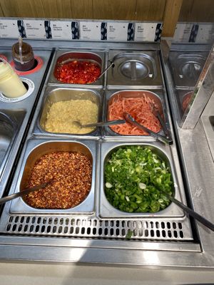 Toppings station  at Marugame Udon in East London