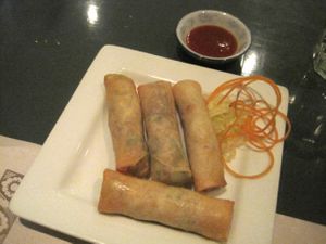 Imperial rolls and sauce. They are pretty good. at Su Shian Yuang in Montreal