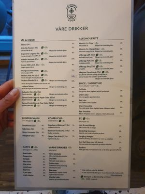 menu at Cultivate Food in Oslo