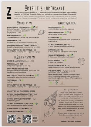 Menu  at Zoomers in Castricum