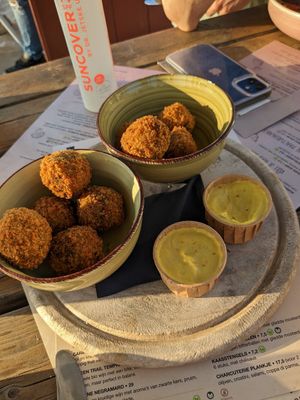 Vegan bitterballen with mustard at Zoomers in Castricum