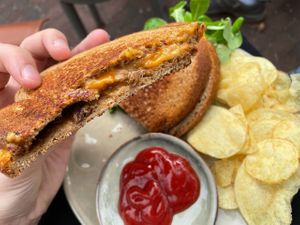 vegan rendang toastie at Buna Koffiebar in Castricum