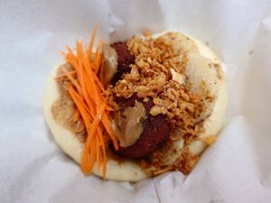 Tofu tsukune bao at Luu's Bao in Osaka