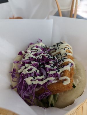 Freeze dried bean curd with cheese sauce at Luu's Bao in Osaka