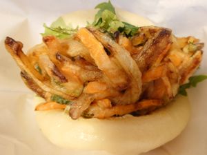 kakiage (mixed vegetables tempura) without sauce  at Luu's Bao in Osaka