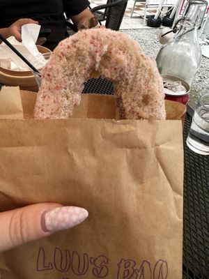 Strawberry donut  at Luu's Bao in Osaka