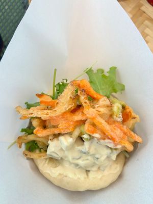 Kakiage tempura with wasabi tartar sauce  at Luu's Bao in Osaka