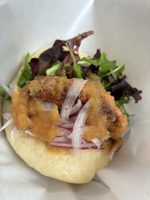 Plant-based meat bao with wasabi mayo at Luu's Bao in Osaka